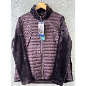 32 Degrees Heat Down Puffer Jacket Womens Large Purple Quilted Fleece Jacket NWT